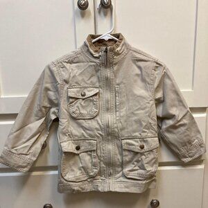 NWT Boys' Gymboree Full Zip Tan Beige Shirt Jacket with Pockets, Size 5-6